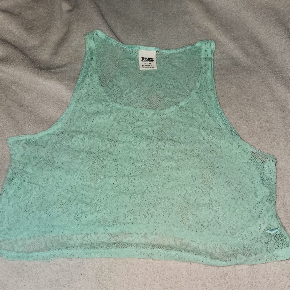 Victoria secret pink blue limited Edition lace top/cover up. Size XS